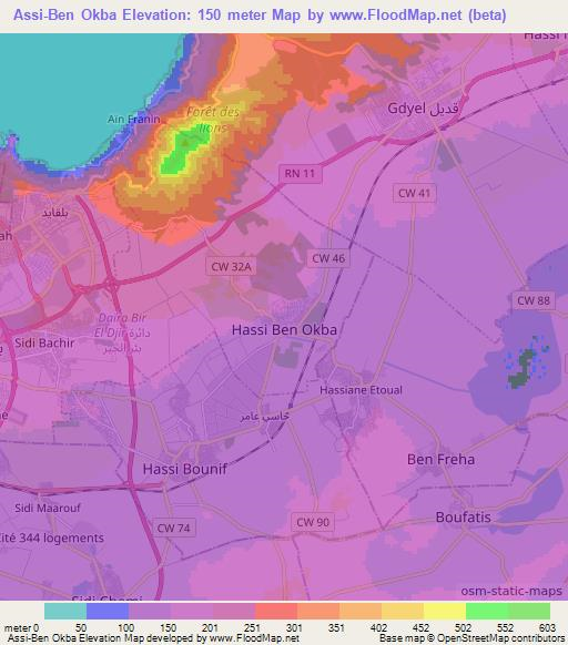 Assi-Ben Okba,Algeria Elevation Map