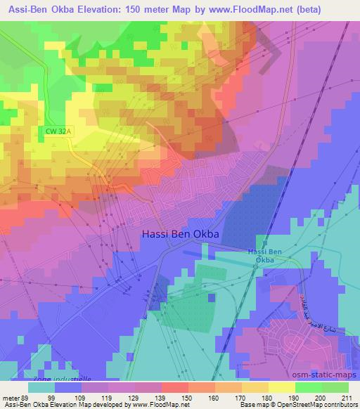 Assi-Ben Okba,Algeria Elevation Map