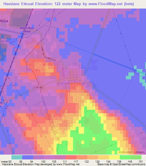 Hassiane Ettoual,Algeria Elevation Map