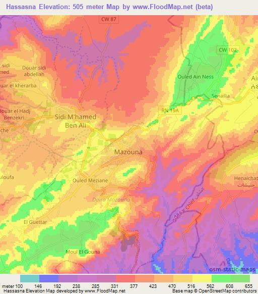 Hassasna,Algeria Elevation Map