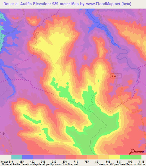 Douar el Araifia,Algeria Elevation Map