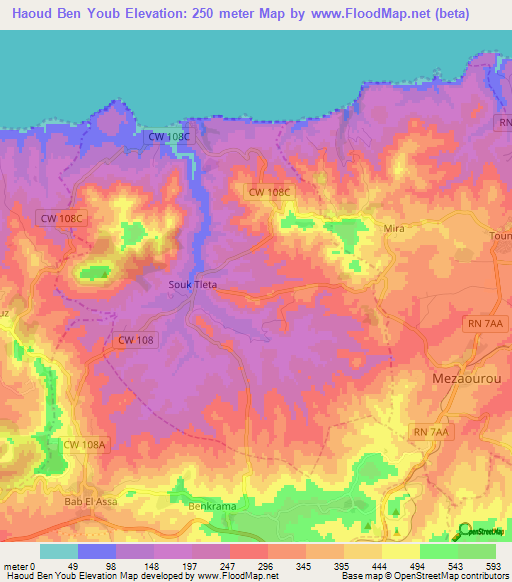 Haoud Ben Youb,Algeria Elevation Map