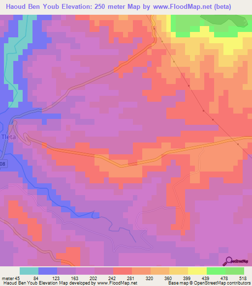 Haoud Ben Youb,Algeria Elevation Map