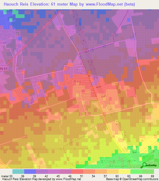 Haouch Reis,Algeria Elevation Map
