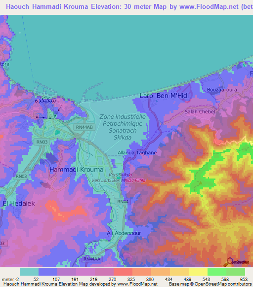 Haouch Hammadi Krouma,Algeria Elevation Map