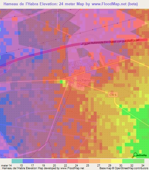 Hameau de l'Habra,Algeria Elevation Map