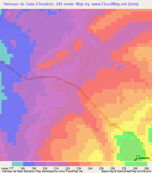 Hameau de Gata,Algeria Elevation Map