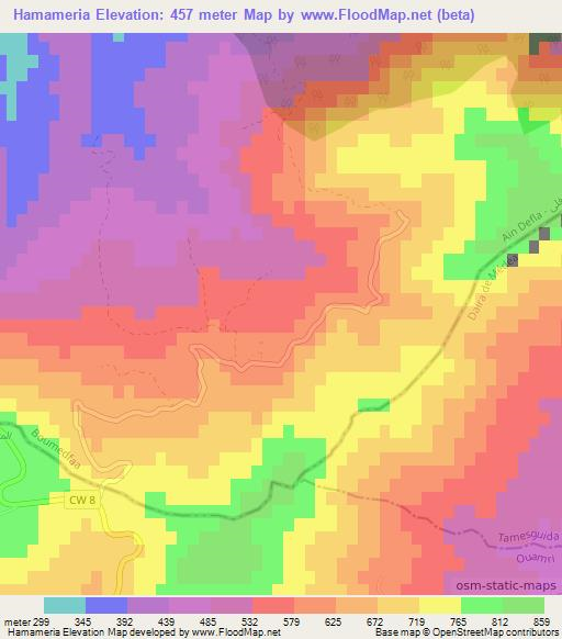 Hamameria,Algeria Elevation Map