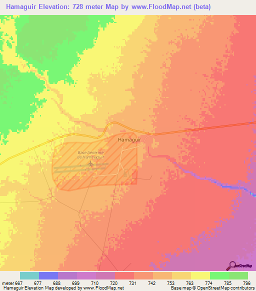 Hamaguir,Algeria Elevation Map