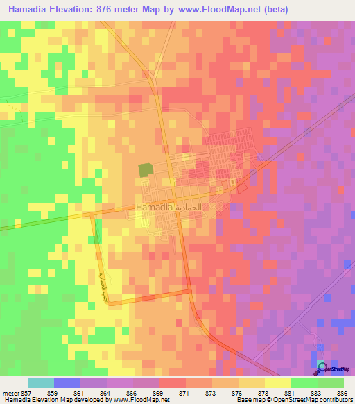 Hamadia,Algeria Elevation Map