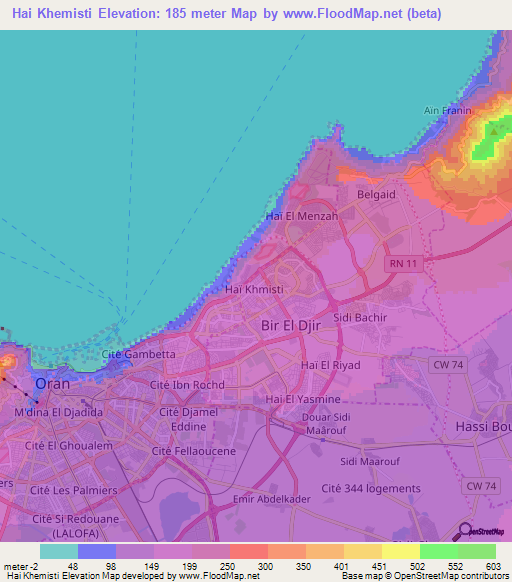 Hai Khemisti,Algeria Elevation Map