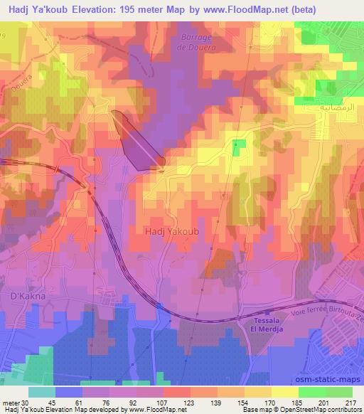 Hadj Ya'koub,Algeria Elevation Map