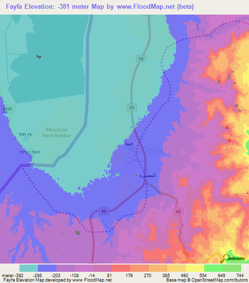 Fayfa,Jordan Elevation Map