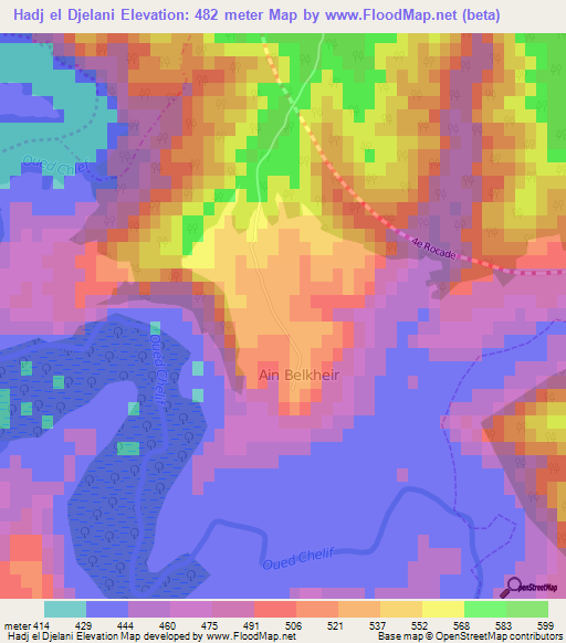 Hadj el Djelani,Algeria Elevation Map