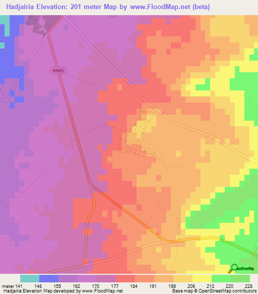 Hadjairia,Algeria Elevation Map