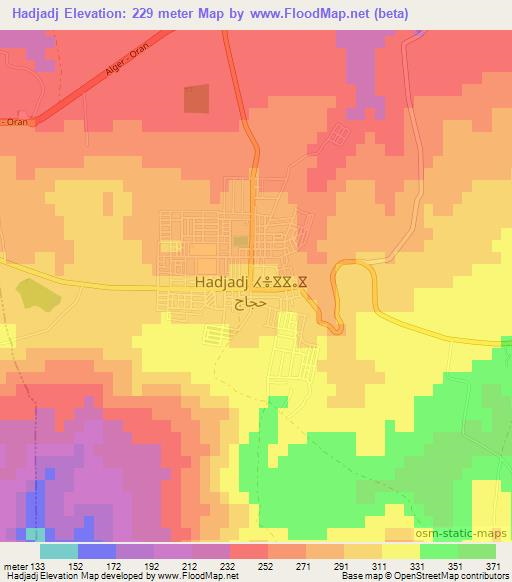 Hadjadj,Algeria Elevation Map
