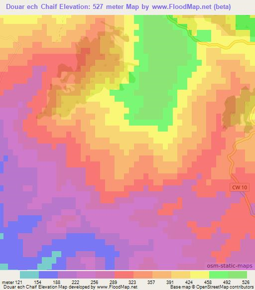 Douar ech Chaif,Algeria Elevation Map