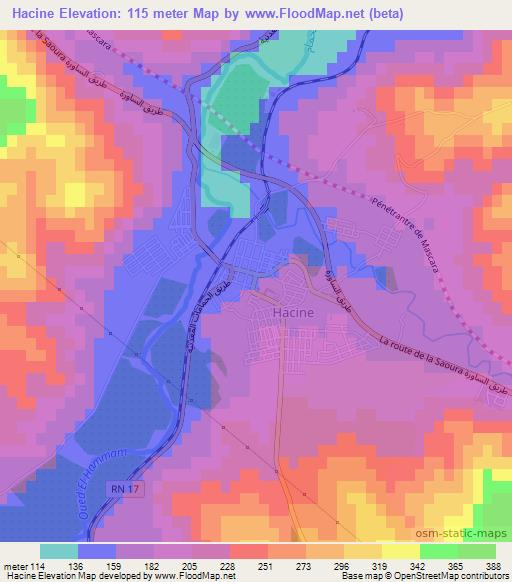 Hacine,Algeria Elevation Map