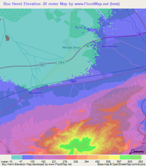 Bou Henni,Algeria Elevation Map