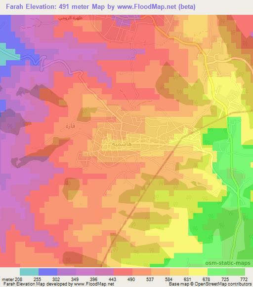 Farah,Jordan Elevation Map
