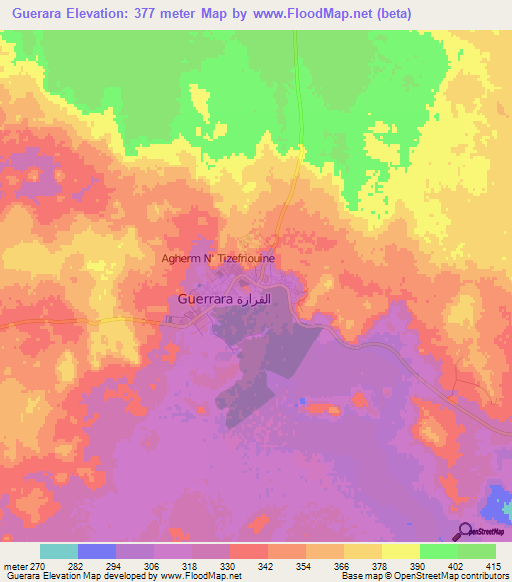 Guerara,Algeria Elevation Map