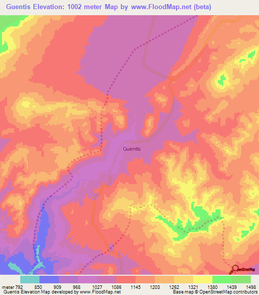 Guentis,Algeria Elevation Map