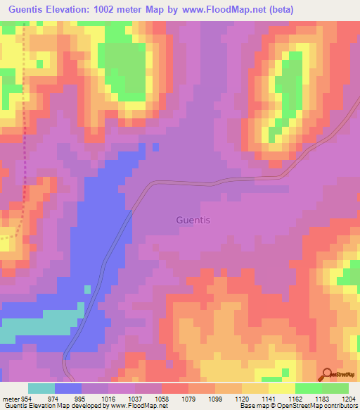 Guentis,Algeria Elevation Map
