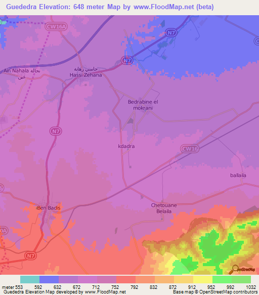 Guededra,Algeria Elevation Map