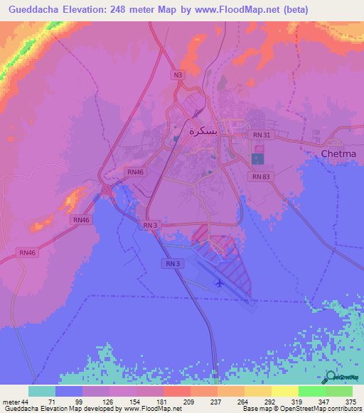 Gueddacha,Algeria Elevation Map