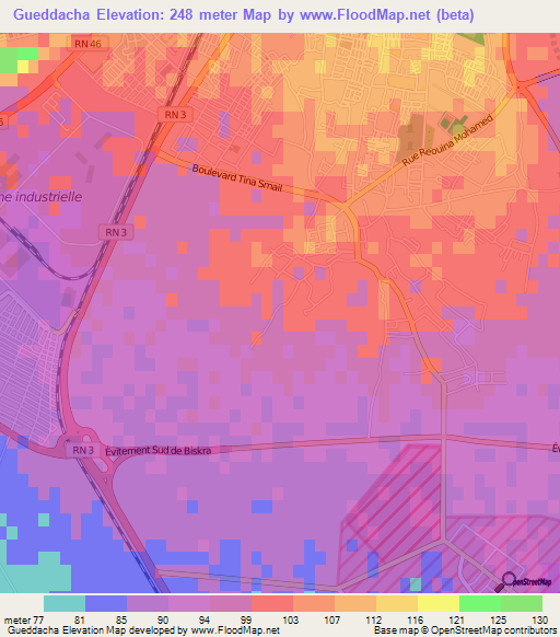 Gueddacha,Algeria Elevation Map