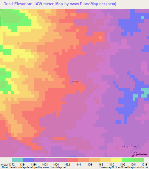 Dusil,Jordan Elevation Map