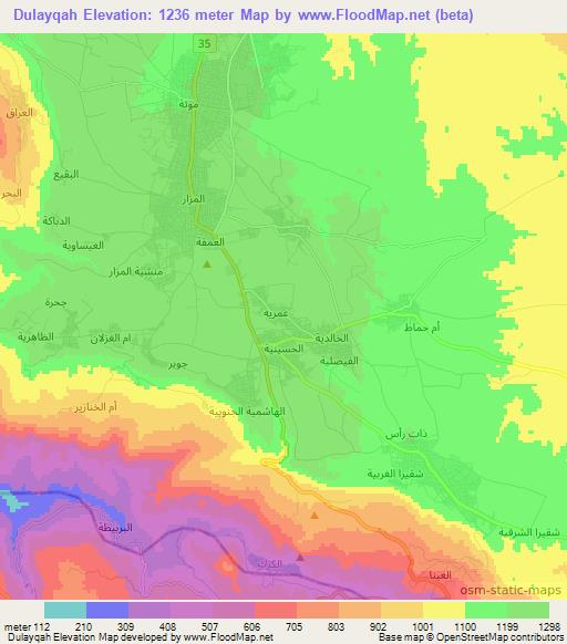 Dulayqah,Jordan Elevation Map
