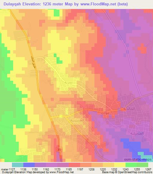 Dulayqah,Jordan Elevation Map