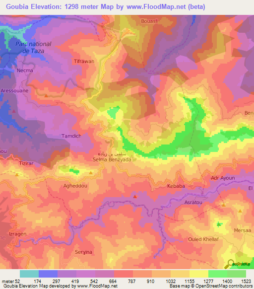 Goubia,Algeria Elevation Map