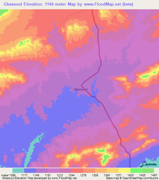 Ghassoul,Algeria Elevation Map