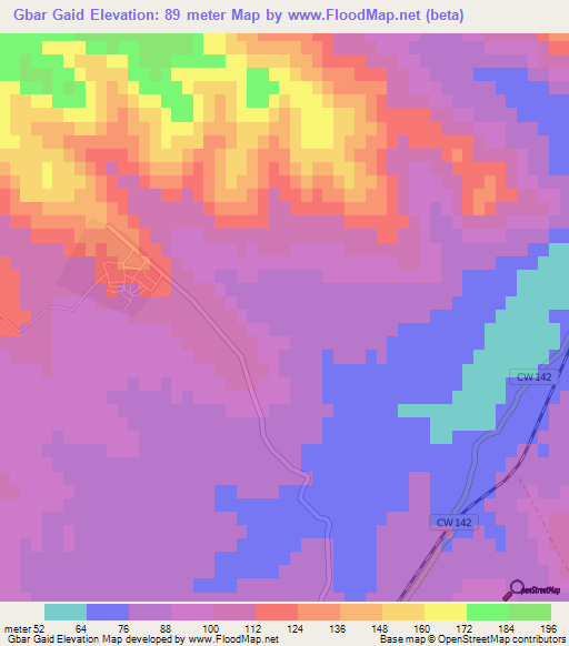 Gbar Gaid,Algeria Elevation Map
