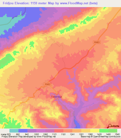 Fridjou,Algeria Elevation Map