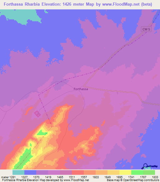 Forthassa Rharbia,Algeria Elevation Map