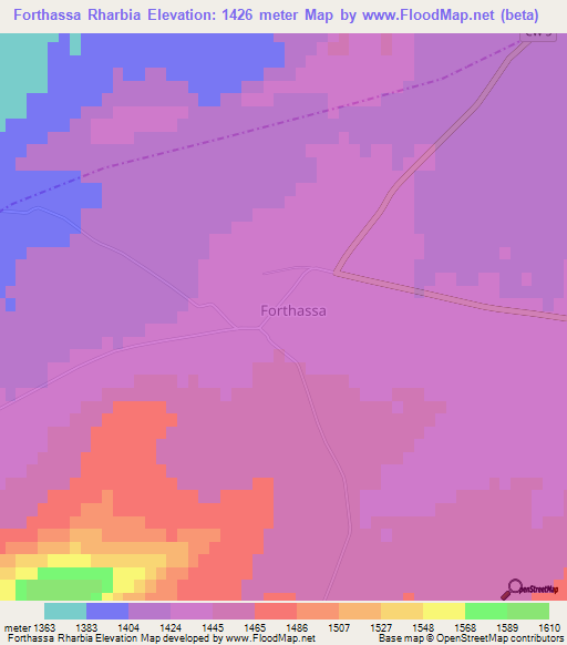 Forthassa Rharbia,Algeria Elevation Map