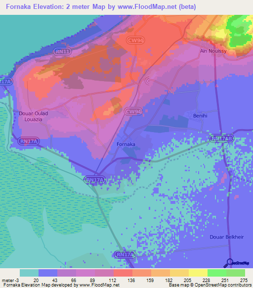 Fornaka,Algeria Elevation Map