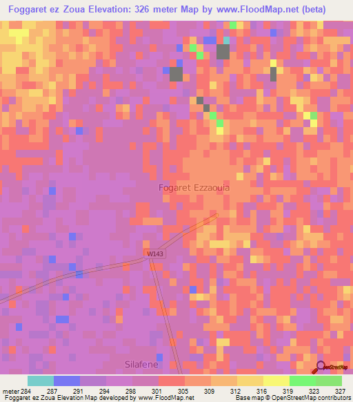 Foggaret ez Zoua,Algeria Elevation Map