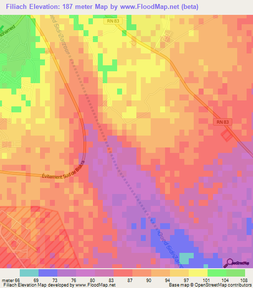 Filiach,Algeria Elevation Map