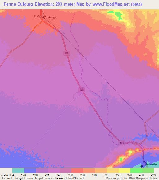 Ferme Dufourg,Algeria Elevation Map