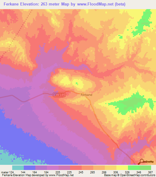 Ferkane,Algeria Elevation Map