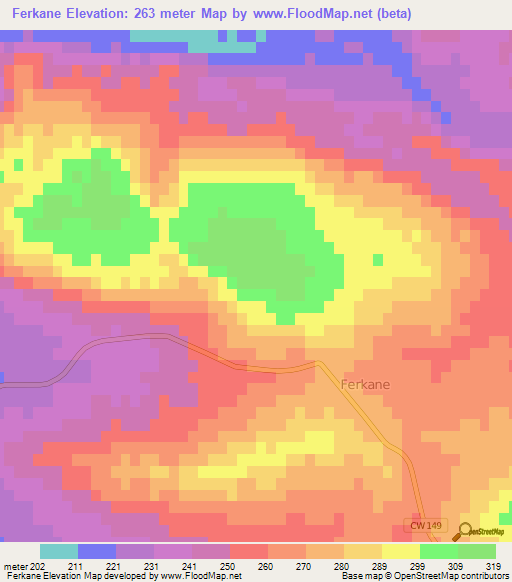Ferkane,Algeria Elevation Map