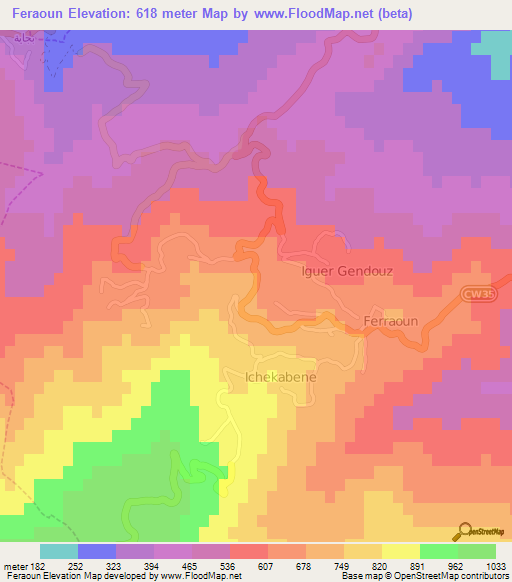 Feraoun,Algeria Elevation Map
