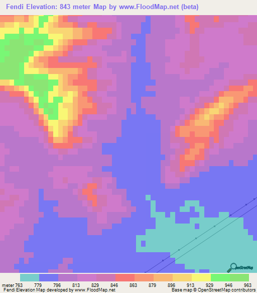 Fendi,Algeria Elevation Map