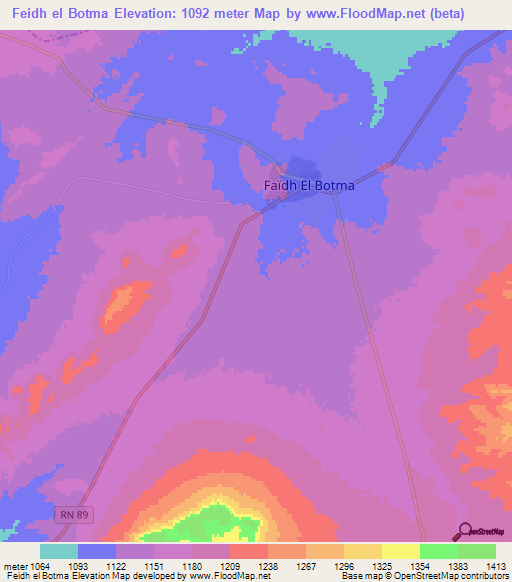 Feidh el Botma,Algeria Elevation Map