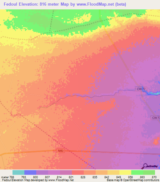 Fedoul,Algeria Elevation Map