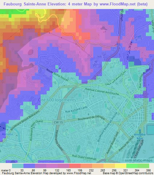 Faubourg Sainte-Anne,Algeria Elevation Map